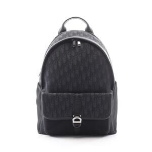 Christian Dior Oblique Backpack Canvas Leather Bag Black